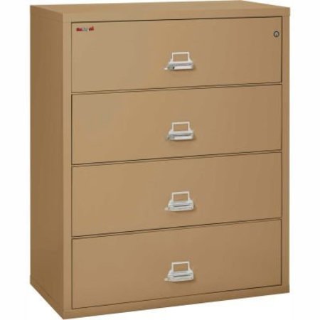 FIRE KING Fireking Fireproof 4 Drawer Lateral File Cabinet - Letter-Legal Size 44-1/2"W x 22"D x 53"H - Sand 44422CSA